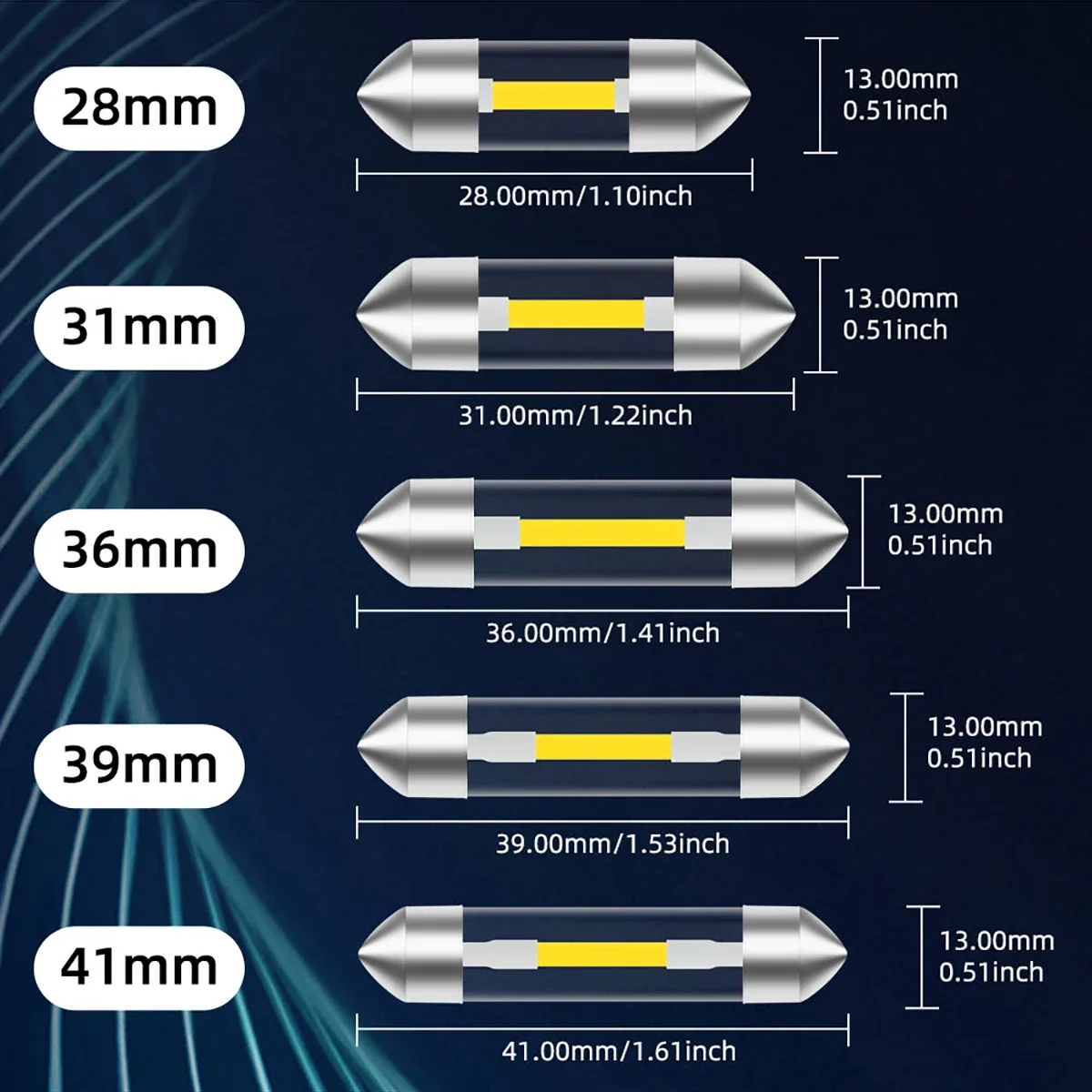 2PCS C10W C5W LED Interior Car Light Festoon 31mm 36mm 39mm 41mm COB LED Reading Dome Lights Trunk Lighting License Plate Lamp