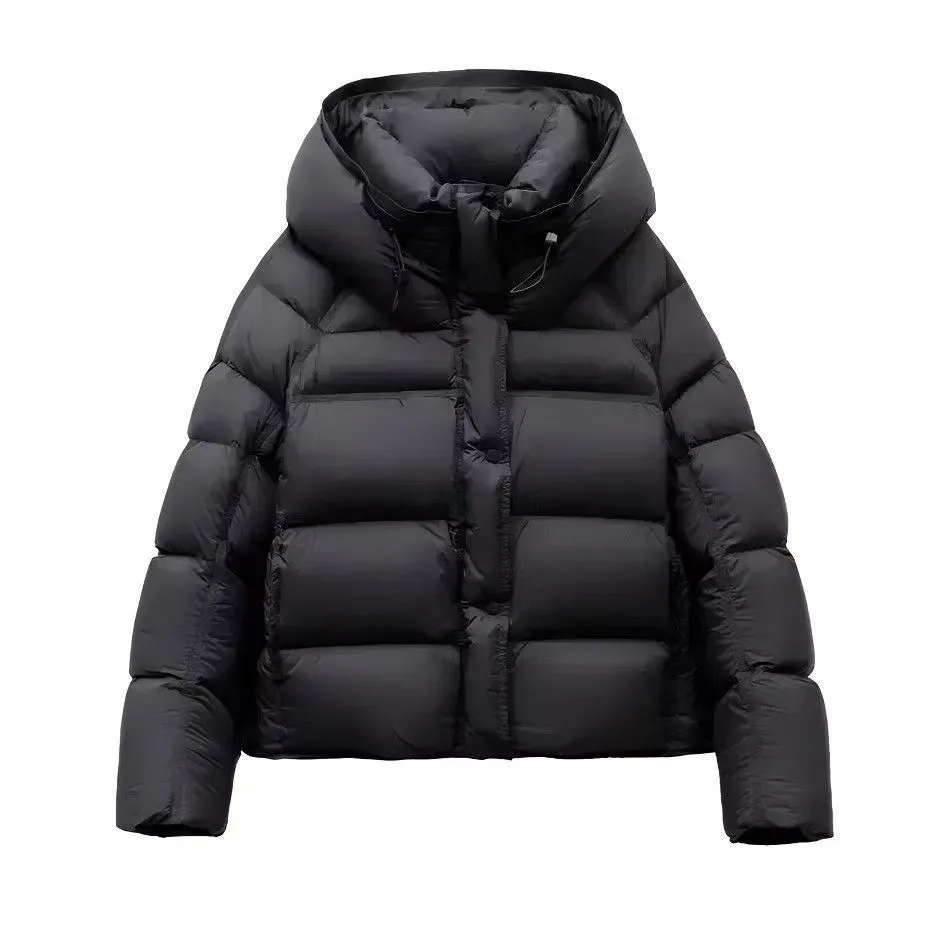 2025 novas mulheres jaqueta de algodão acolchoado inverno curto com capuz solto casaco de algodão coreano parkas casaco sólido outwear feminino puffer