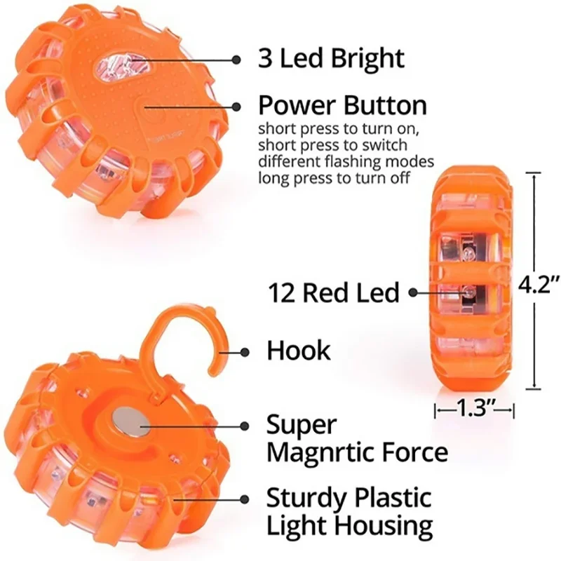 ไฟฉุกเฉิน LED Flare 9 โหมดคําเตือนความปลอดภัย USB ชาร์จกระพริบโคมไฟสีแดง Strobe Dash Light สําหรับรถบรรทุกรถยนต์