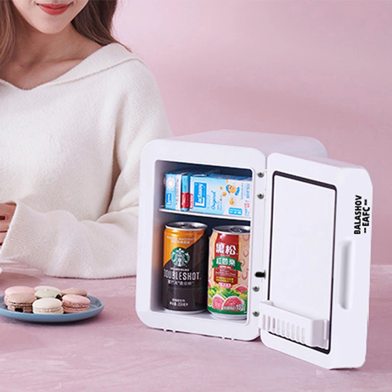LED 조명 거울이 있는 미니 메이크업 냉장고, 휴대용 화장품 보관 냉장고, 가정용 자동차 이중 용도 쿨러, 신선도 유지, 4L