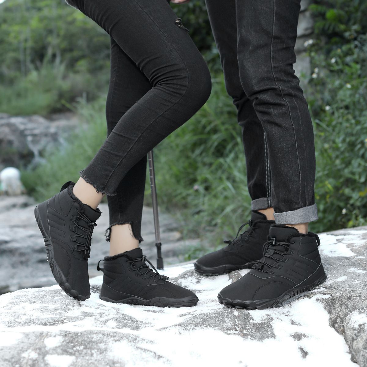Schneestiefel für Herren und Damen, Winter-Outdoor-Wanderschuhe, wasserdichte und warme, mit Pelz gefütterte, lässige Wanderstiefel