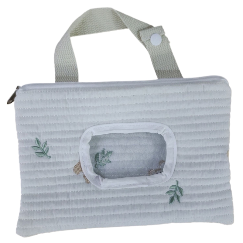 Estuche para toallitas bebé dibujos animados con lindos acentos animales Bolsa pañuelos algodón