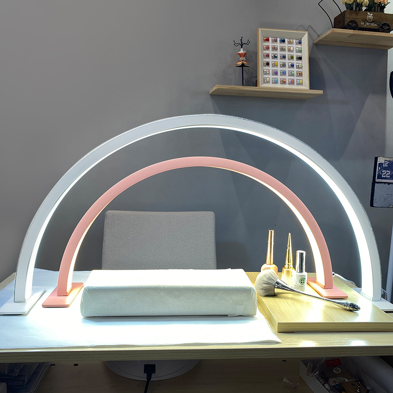 Lámpara de media luna de 48W para escritorio de uñas regulable 3000-6000K maquillaje manicura salón de belleza luz LED manicura lámpara de uñas de media luna