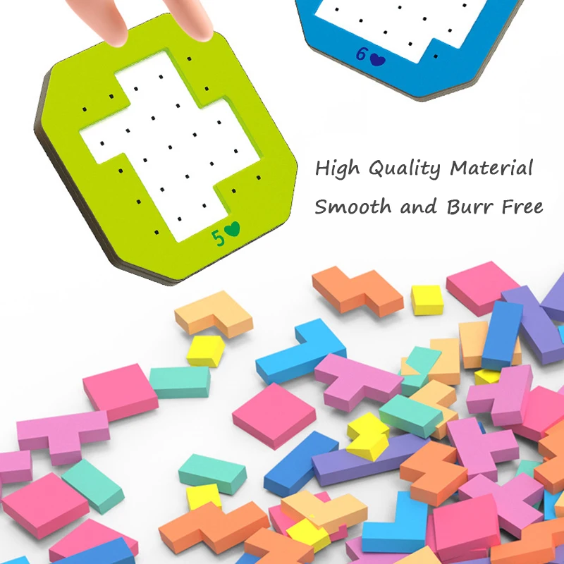 Dzieci Tangram Puzzle Zabawka Geometria Kolorowe Logiczne Myślenie Gra Montessori Edukacja Zabawka matematyczna dla dzieci Trening mózgu