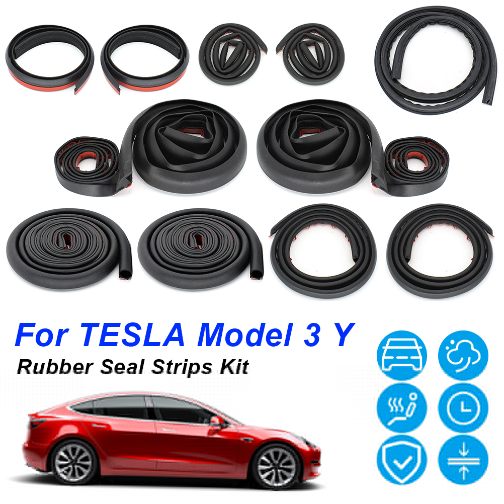 Cho Mẫu Tesla Model 3 Y Cửa Xe Ô Tô Con Dấu Dây Bộ Cách Âm Cao Su EPDM Weatherstrip Tự Động Thân Cây Hood Bảng Điều Khiển Một B cột Trụ Kín Bộ