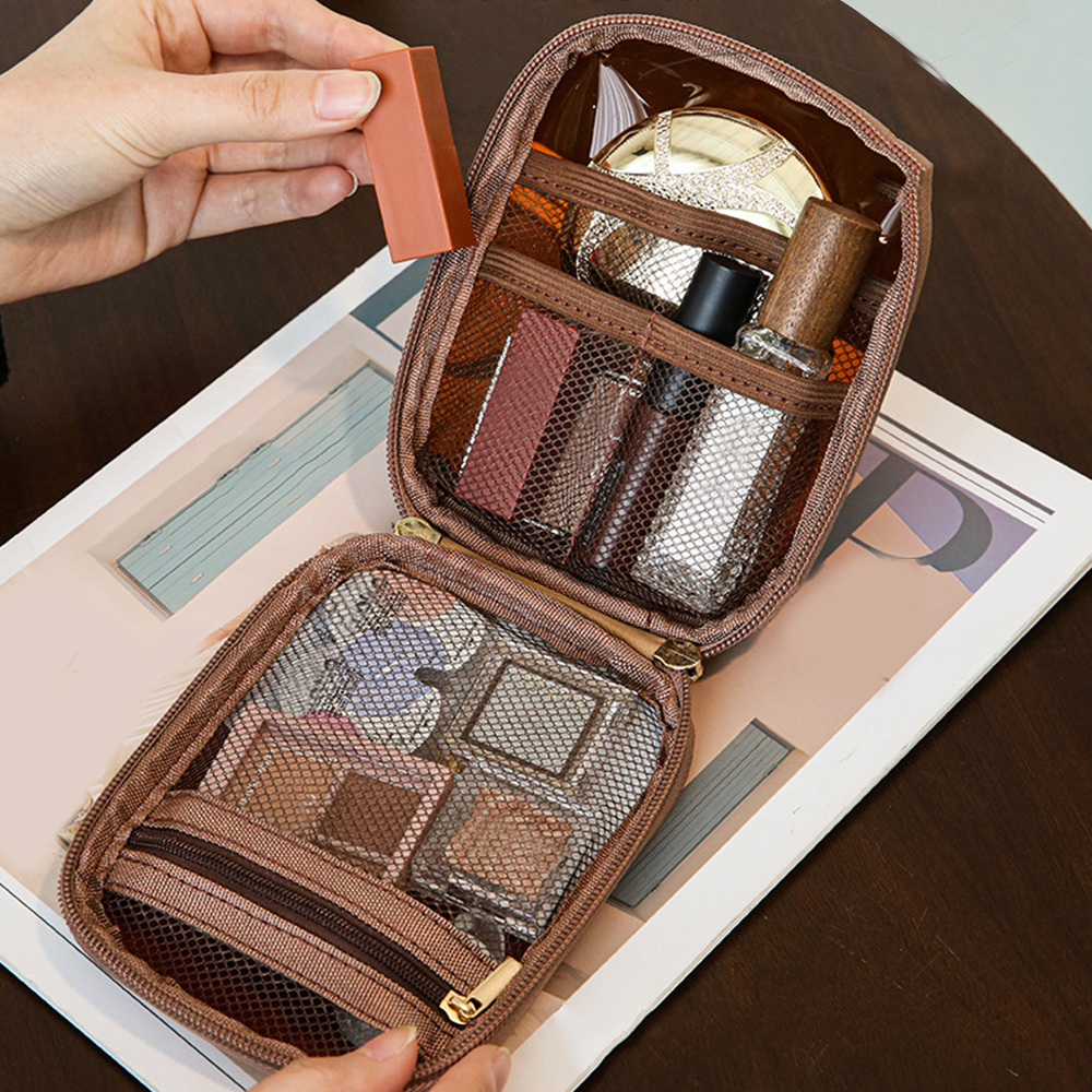 Mini durchsichtige Reise-Make-up-Organizer-Tasche, kleine süße Make-up-Tasche, Kosmetik-Reißverschluss, Kulturbeutel, Aufbewahrung, Clutch, Münzfach für Frauen