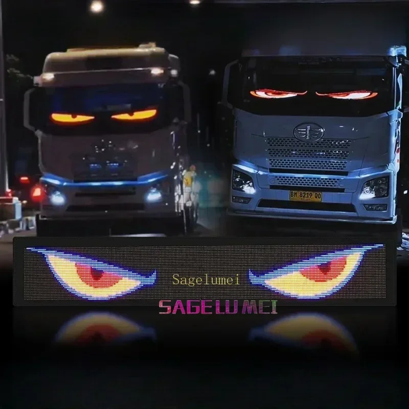 Panel de píxeles de matriz LED para coche multilingüe, publicidad con desplazamiento, Control inteligente por aplicación de dientes azules para coche, camión, luz de señales de ojo de diablo