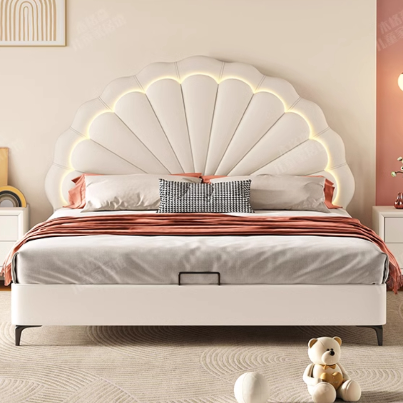 プリンセスソフトレザーベッドモダンな高級ライト女の子ロフト子供ベッドシングルクイーン Camas デ Dormitorio 家具寝室用