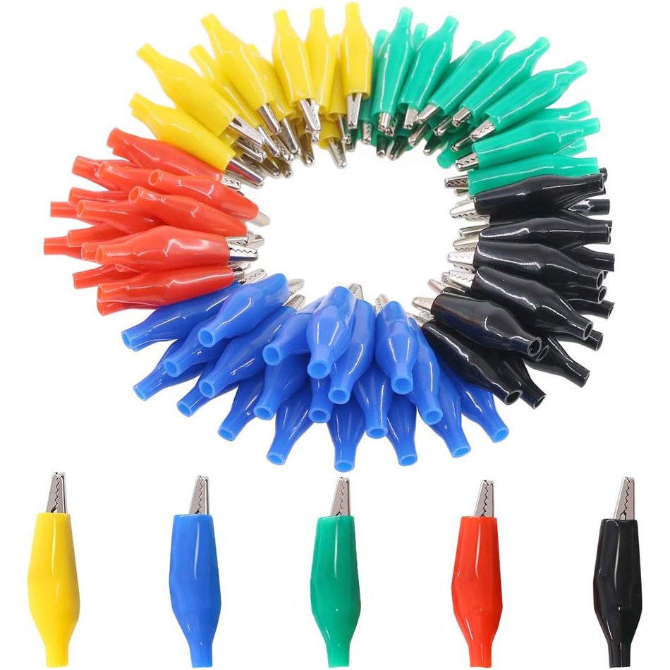 20Pcs 1.1 ''/28mm clip a coccodrillo morsetti di prova elettrici a coccodrillo ponticello Helper copertura isolante protettiva a colori per laboratorio