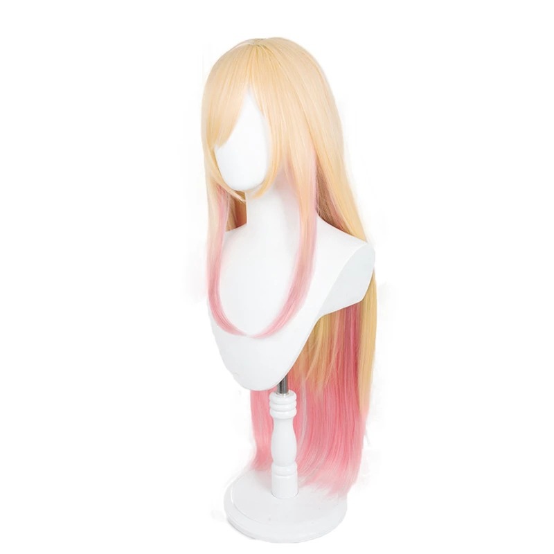 Zsqhet anime marin kitagawa perucas longas retas rosa tingido gradiente cabelo halloween cosplay acessórios peruca para meninas