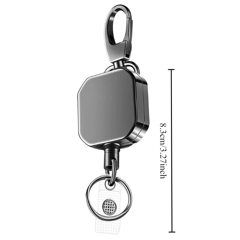 Hebilla antipérdida y fácil de tirar de llavero retráctil, cinturón, insignia, carrete, Clip, Accesorios cuadrados Para llavero automático