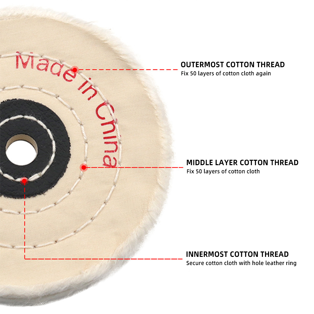 Roue de polissage en tissu blanc, bijoux métalliques, polissage de Surface en acier inoxydable, tissu en pur coton, haute ténacité