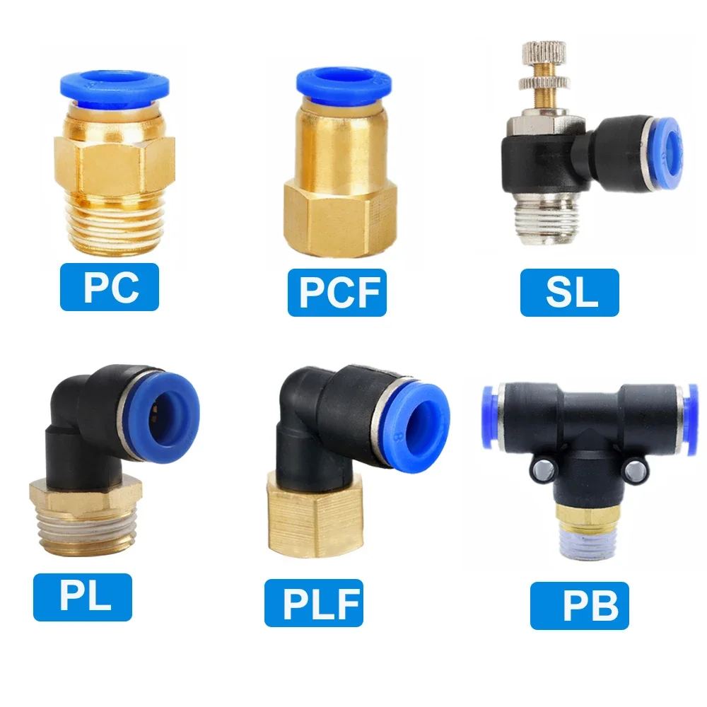 Khí Nén Không Khí Kết Nối Phù Hợp Máy Tính PCF/PL/PLF 4Mm 6Mm 8Mm 1/8 1/4 3/8 1/2 Vòi Phụ Kiện Ống Đầu Nối Nhanh