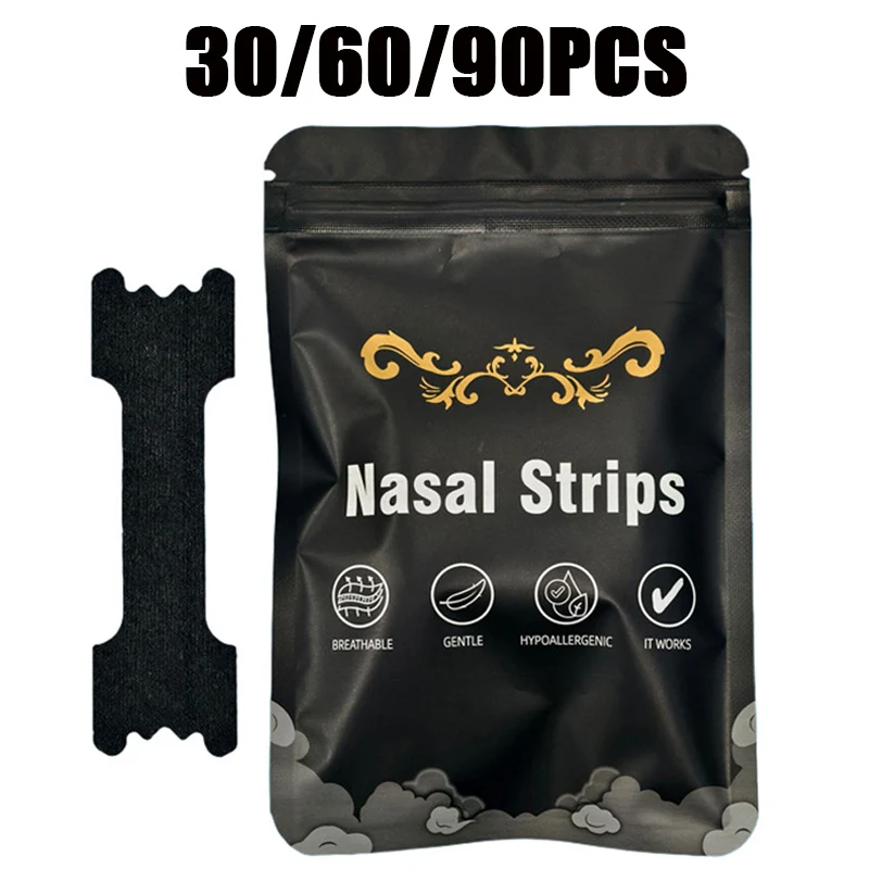 30/60/90PCS Enhanced Adhesion Sports Nasal Strips Breathable Comfortable Design Sleep Aid Non-Invasive Anti Snoring Nose Patch