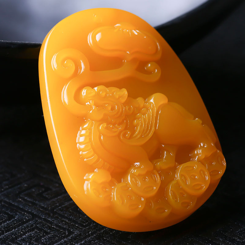 Huanglong Jade Jade Pendant Hetian Jade Outer Mongolia Jade Men's and Women's Topaz Jade Jade Pendant Safety-Blessing Card Penda