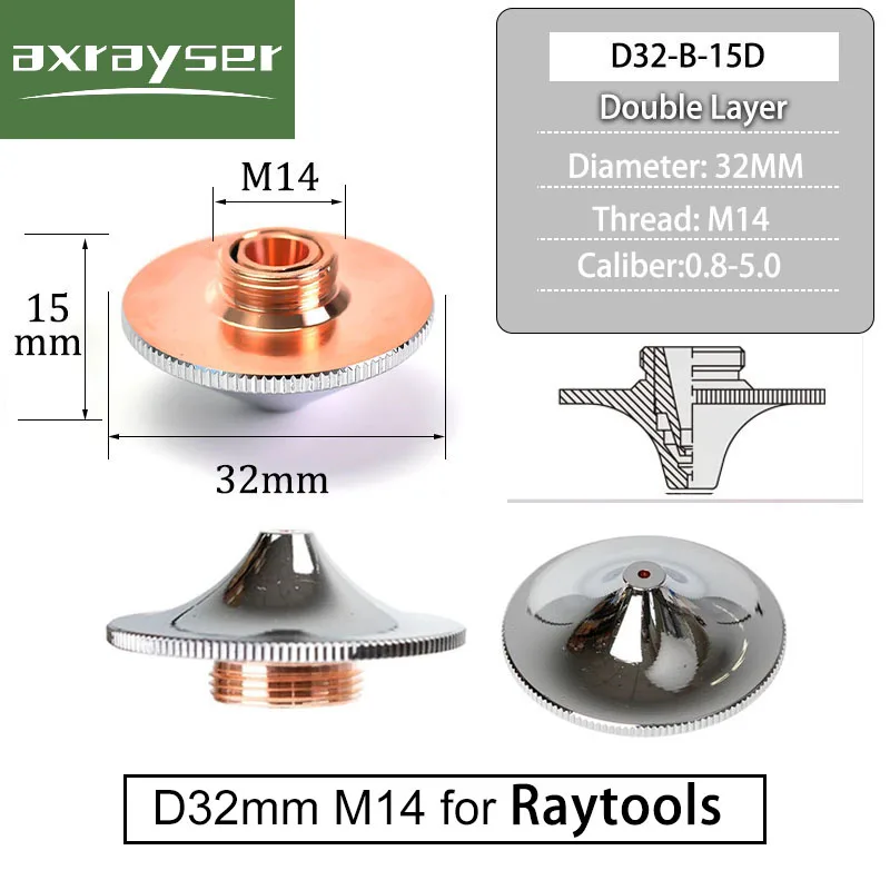 Raytools Laser Đầu Phun Cao Cấp Loại D32 M14/ D28 M11 Cho Precitec WSX Hans Thi HSG Đầu Phần Sợi Cắt máy Tiêu Hao