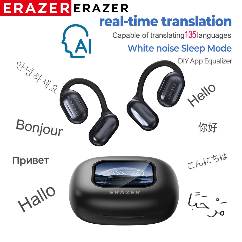 Наушники-переводчики Erazer XP2 AI Bluetooth 5,4 OWS Спортивные беспроводные наушники Цветной экран Сенсорная поддержка TF-карты Водонепроницаемые