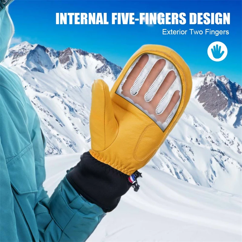 Professionelle Ski Handschuhe Männer Frauen Winter Warme Schnee Fäustlinge Ziege Leder Wasserdichte Snowboard Schneemobil Radfahren Skifahren Handschuhe