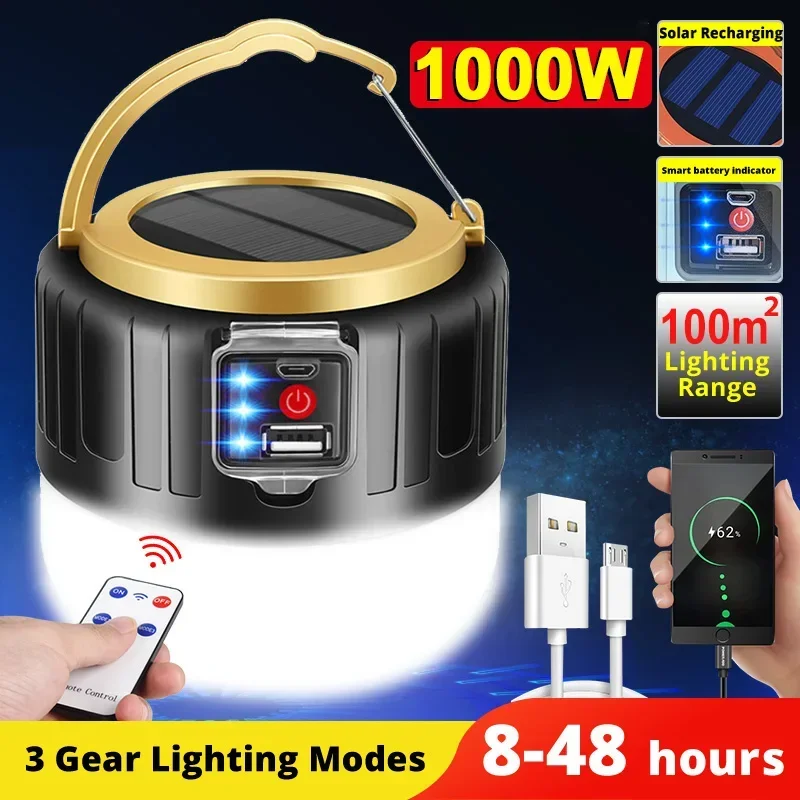 Tragbare Camping Licht Power Bank LED Camping Laternen Mit Fernbedienung Wasserdichte Outdoor Zelt Licht Wiederaufladbare Taschenlampe