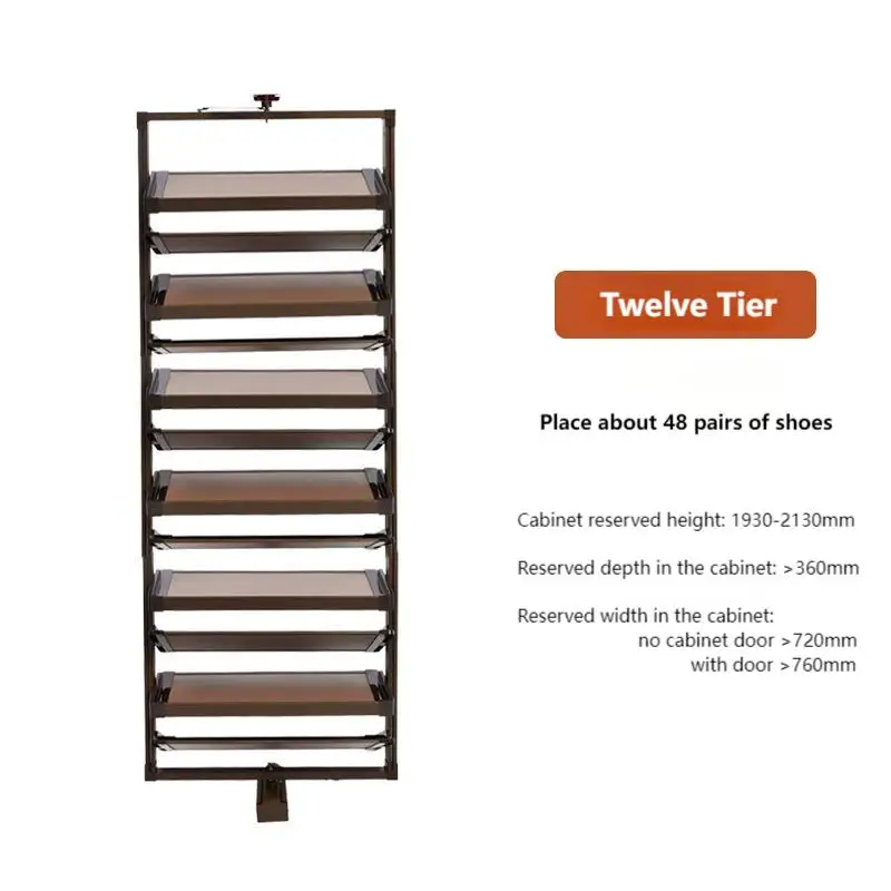 Space Saving 360° Rotating Shoe Rack,  Multi-layer Shoe Holder Storage Organizer, Built-in Height Adjustable Shoe Cabinet Closet