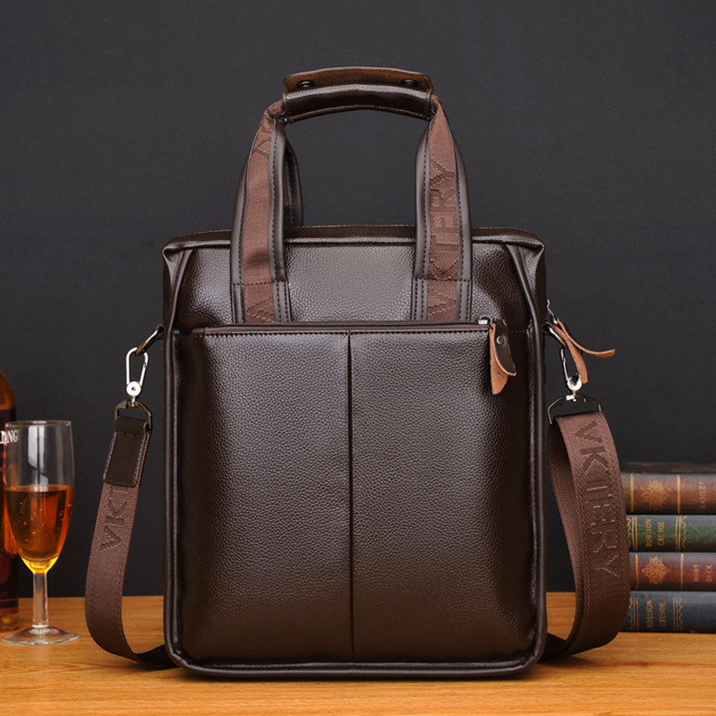 Maletines Vintage de cuero suave para hombre, bolso de mano Vertical de negocios, bandolera de hombro para oficina