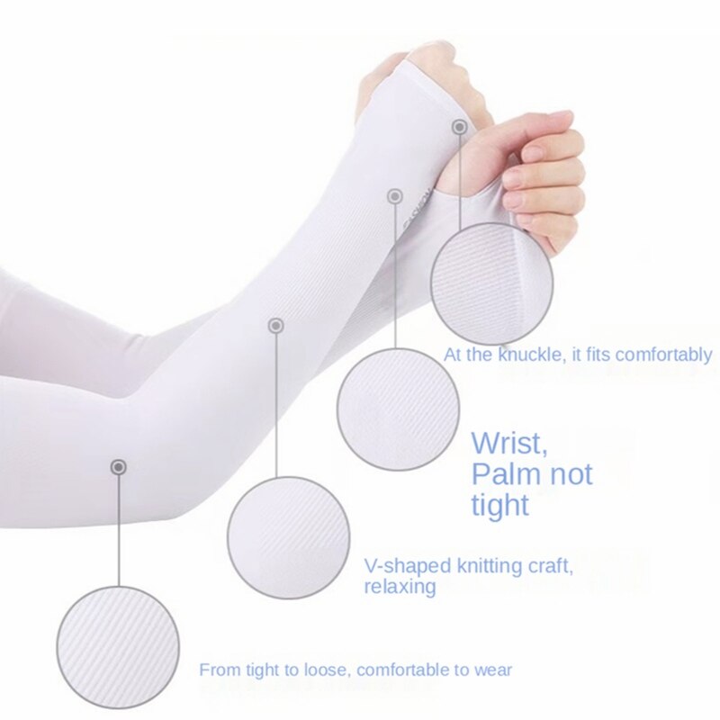 1 쌍 여름 손가락 소매 아이스 쿨 착용 높은 탄성 팔꿈치 봄 야외 승마 손가락없는 낚시 맞춤 아이스 실크 소매