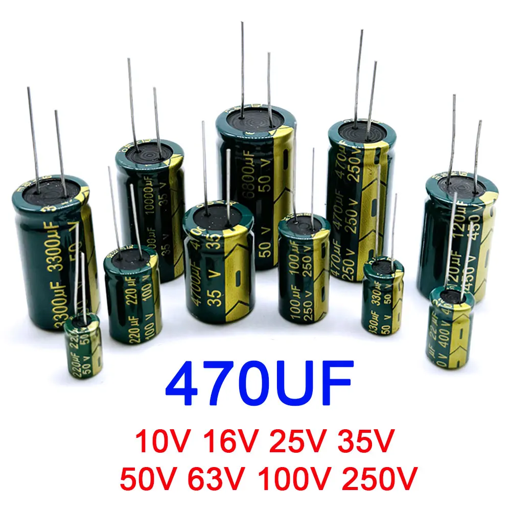 470UF 10V 16V 25V 35V 50V 63V 100V 250V Capacitor de alumínio de alta frequência e baixo ESR 20% eletrolítico de alta frequência