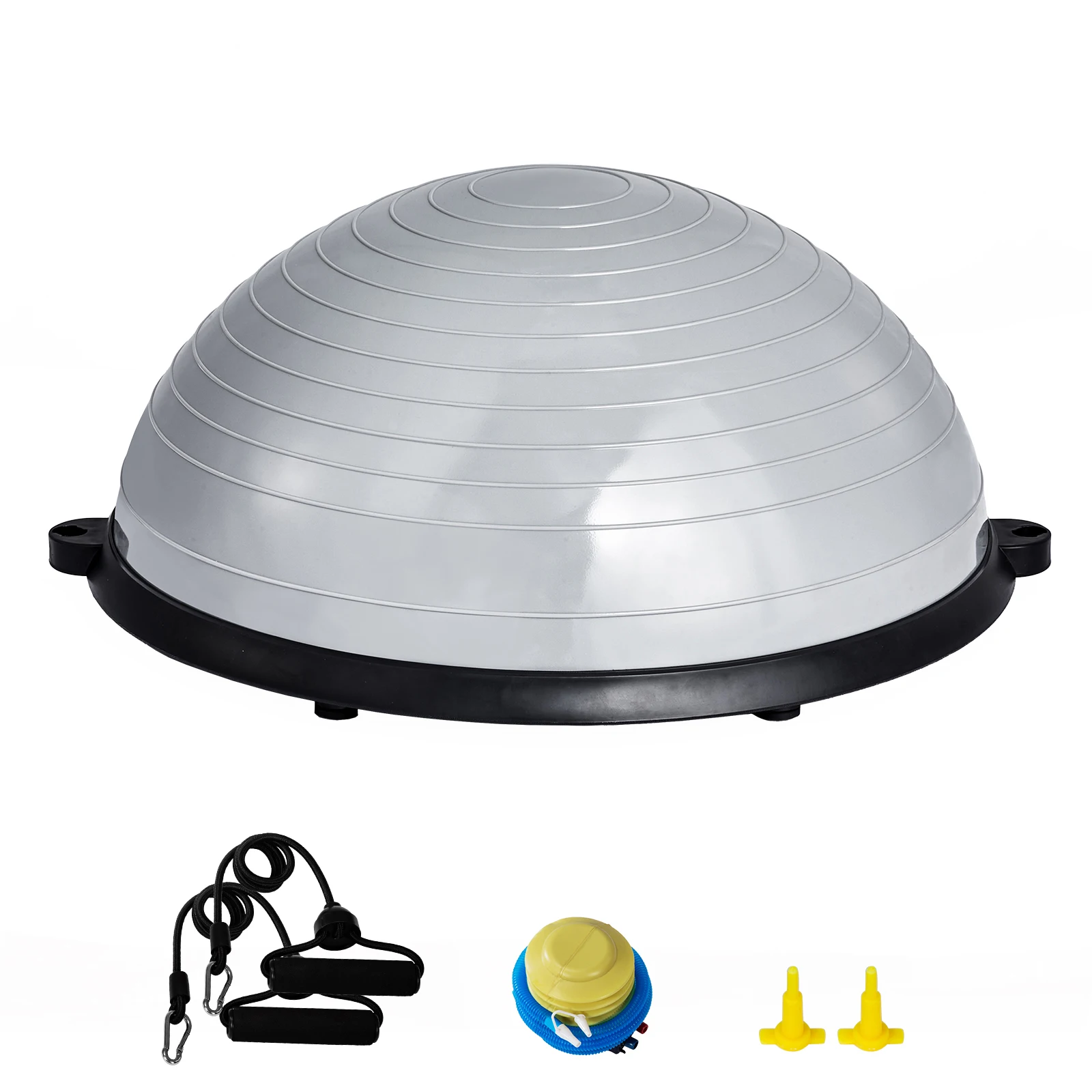 SucceBuy 23/26 inch Half Exercise Ball Trainer Balance Ball Trainer 660lbs Capacity Stability Ball Yoga Ball w/ Resistance Bands