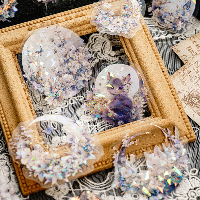 8 スタイル 20 ピース/パックヴィンテージムーン子猫ステッカーパック三次元レーザーゴールドハンドブック素材 DIY 装飾ステッカー