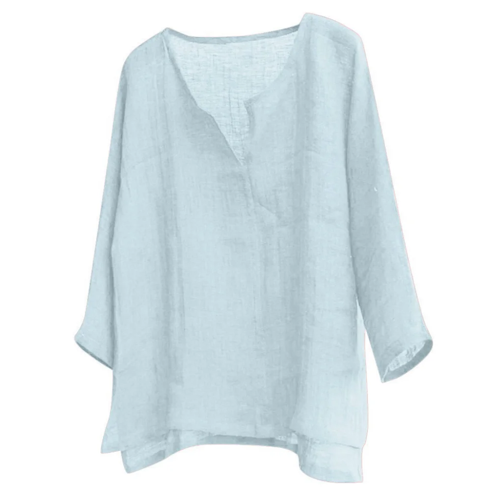 Neue Herren Sommer Frühling Langarm lose Hemd einfarbig lässig Langarm cooles Hemd vn-Ausschnitt Tops Größe S-5XL