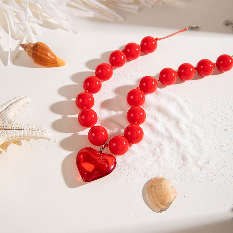 Женское колье с подвеской в виде сердца, с круглой бусиной