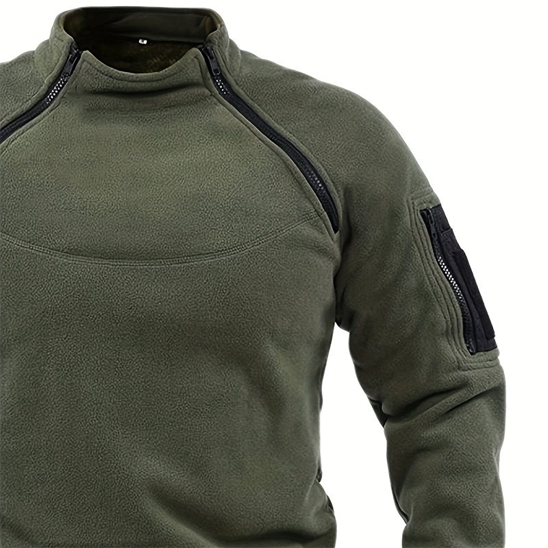 Taktischer Herren-Pullover, lässig, Militär-Sweatshirt, Fleecejacke, Stehkragen, Pullover, einfarbig, winddichte Kleidung