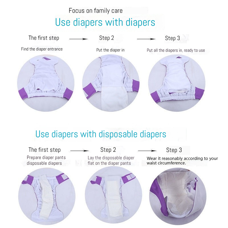 Adult Washable Cloth Diapers Diapers Elderly Waterproof Underwear Breathable Pockets Oversized Leak-proof Panties Adjustable
