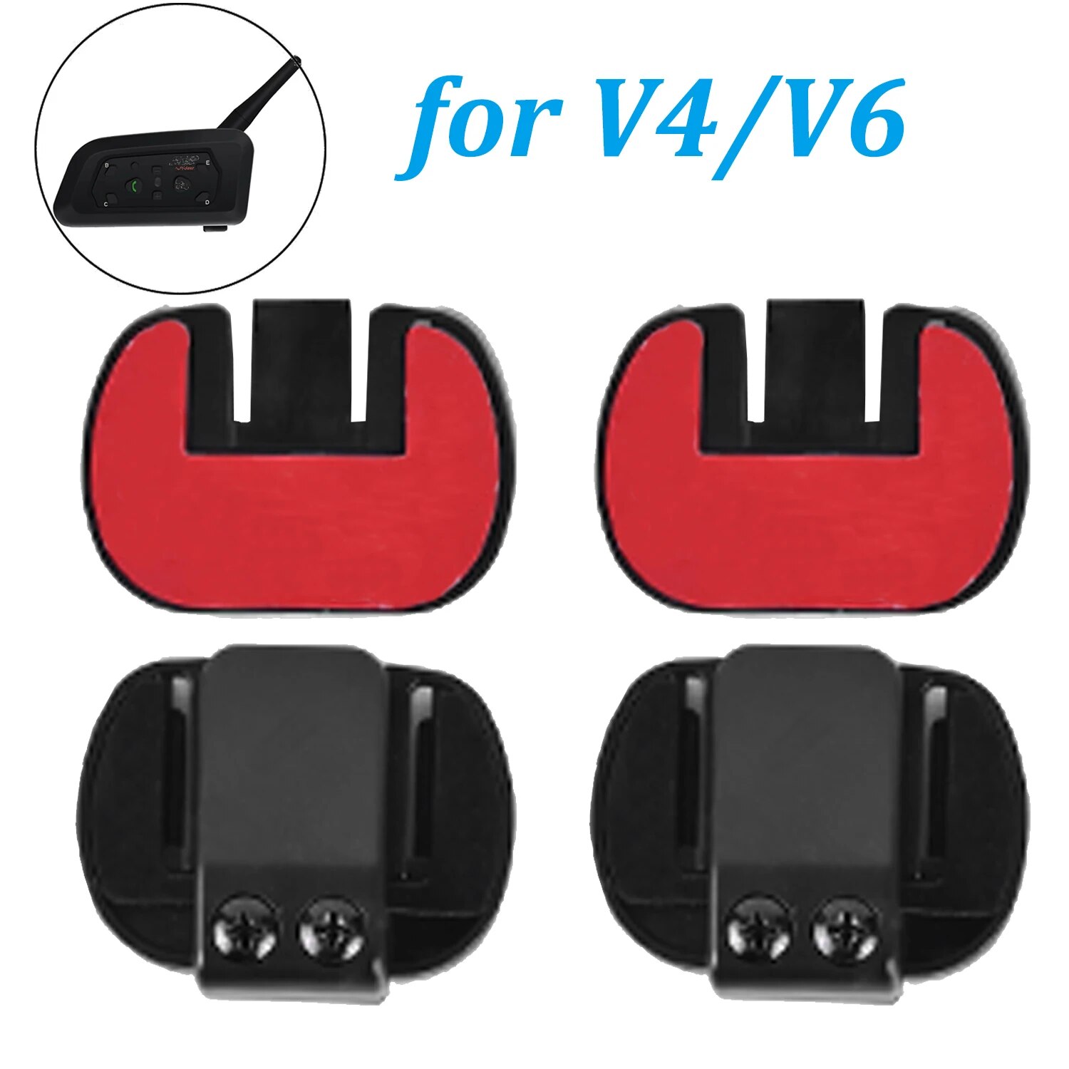 Base de fita dupla face Capacete para motocicleta, Bluetooth Intercomunicador, Clipe de montagem, EJEAS V6 Pro V4 PLUS, 3.5mm, 2pcs
