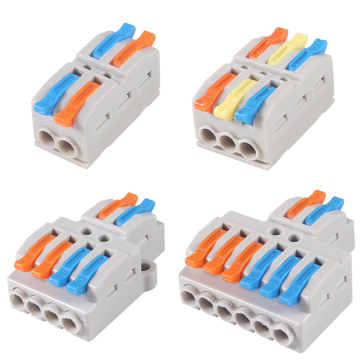 Mini conector de conductor de cable rápido, bloque de terminales de empuje de empalme compacto Universal de 2/3 pines, salida múltiple de 1 entrada con orificio de fijación