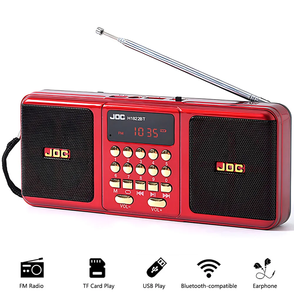 Altavoz inalámbrico de Radio FM estéreo portátil, batería recargable, compatible con tarjeta TF, USB, Bluetooth, con receptor FM