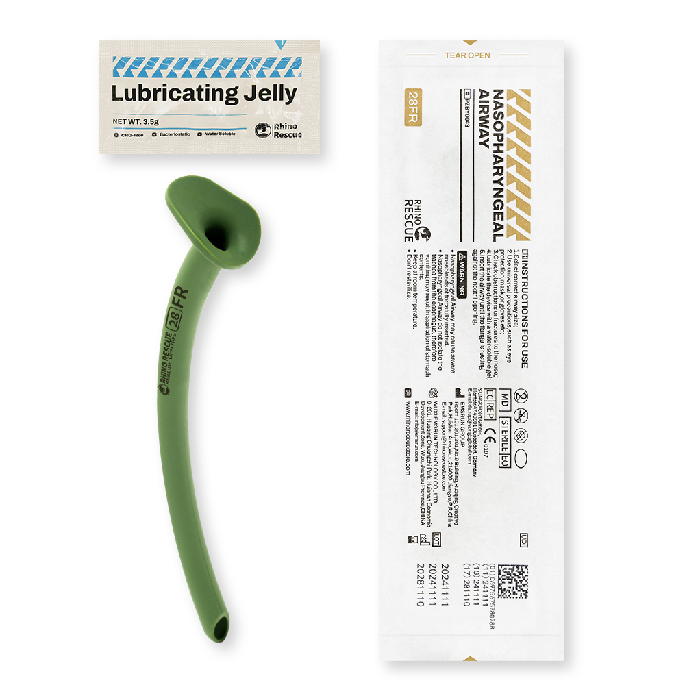 Rhino Rescue Nasofaryngeal (Nasal) Airway NPA Met glijmiddel Nasofaryngeal Airway 28FR (2-pack)