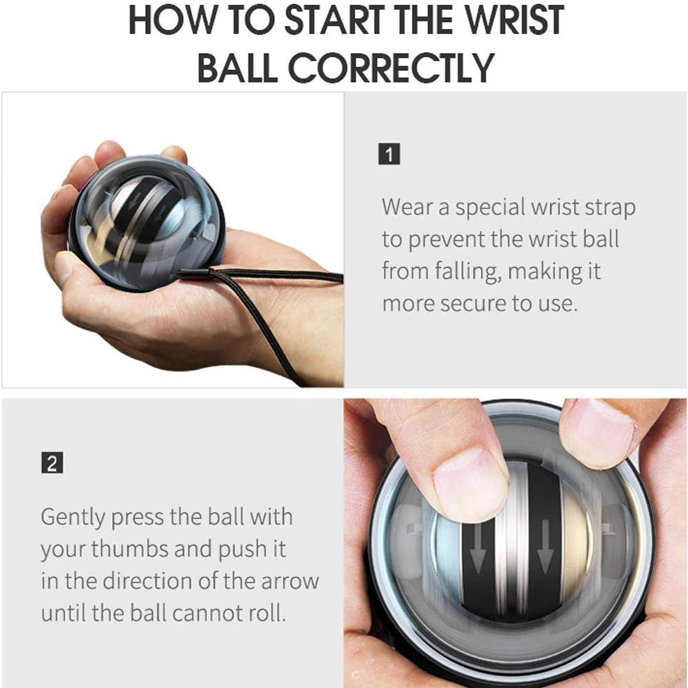 ข้อมือ Power Ball Auto-Start Grip Ball Strengthener Gyroscopic Arm Gyro Hand ball ฟิตเนสหน้าแรก Forearm ออกกําลังกาย