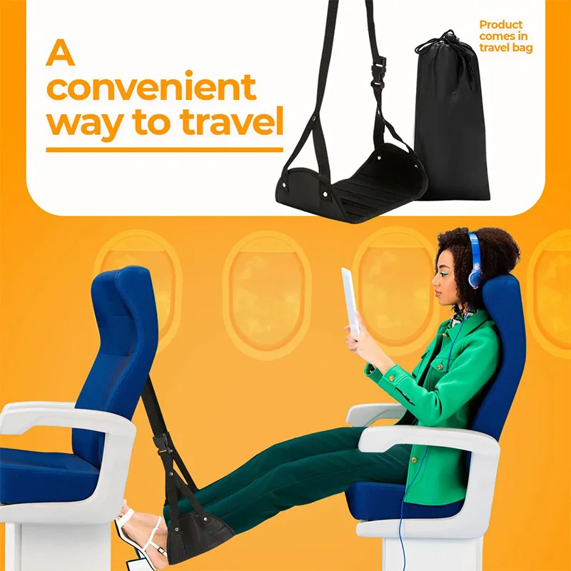 Ajustável Portátil Viagem Pé Resto, Avião Hammock, Voando, Longo Voo, Ônibus, Trem, Escritório, Casa