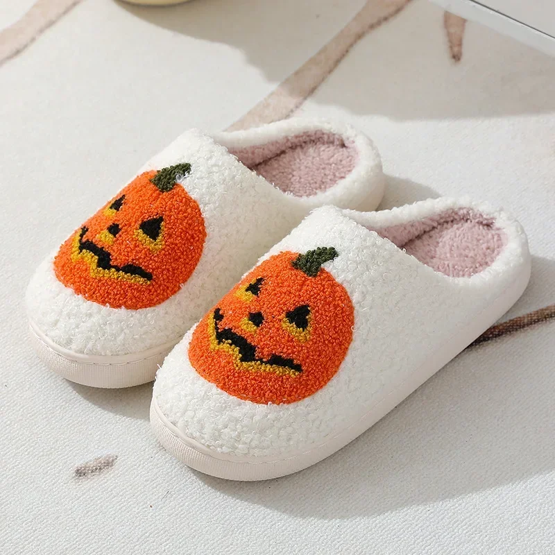 Casa fuzzy chinelo masculino fantasma rosto azul mau olhado casa sapatos de pelúcia inverno quente piso interior não deslizamento feminino dia das bruxas