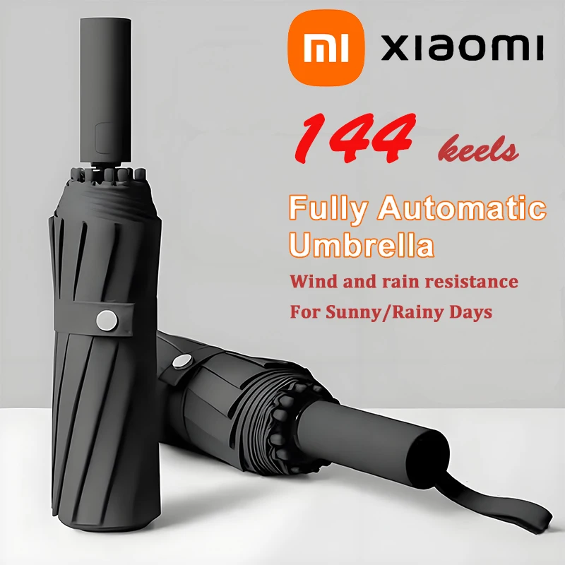 ร่มพับอัตโนมัติ Xiaomi 144 ซี่โครงคู่ ป้องกันรังสียูวี SPF 50 ทนฝน ทนลมแรง