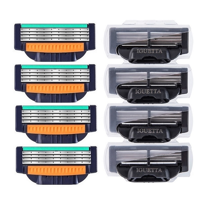 8 Pcs/ High Quality Man Safety Razor Blade 4 Layer German Stainless Steel Shaving Cartridges Compatible Mach 3 Shaver