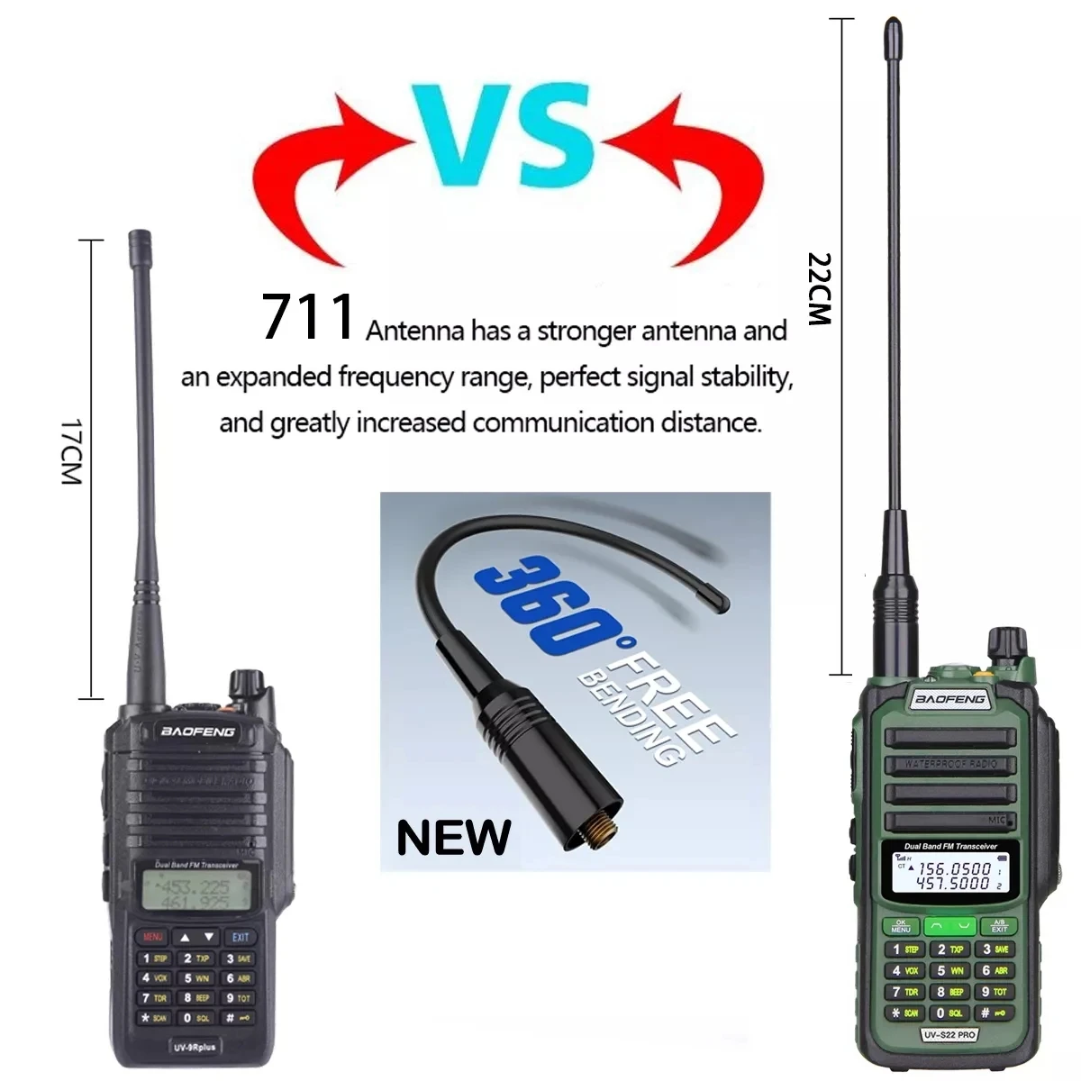 Baofeng UV-S22 PRO V2 IP68 Walkie Talkie à prova d'água Banda dupla 136-174/400-520MHz Rádio presunto 10W Potência 50KM Alcance 128CH Rádio FM