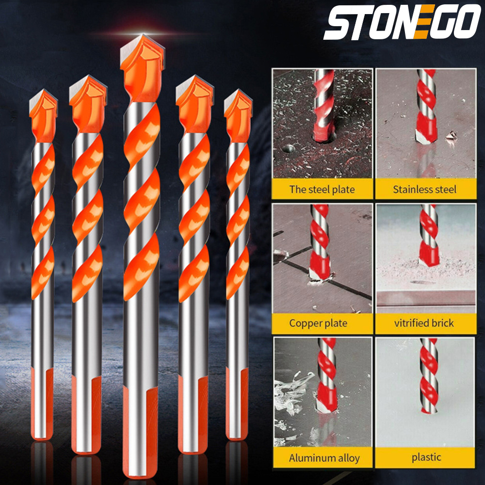 STONEGO 5PCS 다기능 드릴 비트 세라믹 벽 타일 대리석 유리 펀칭 구멍 작업 톱 드릴링 비트 6mm/8mm/10mm/12mm