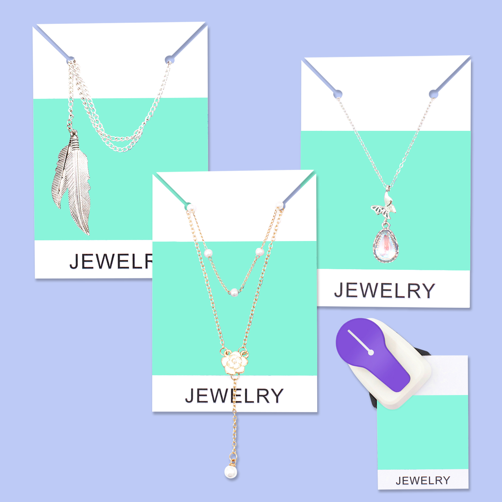 Poinçon de carte de collier d'angle, support de carton de collier, perforateur de trou de papier, coupe-poinçon de bijoux