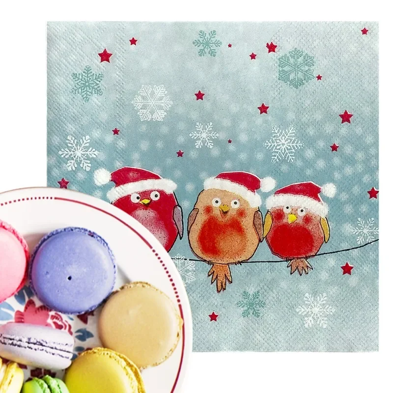 20 шт./упаковка, бумажные салфетки с рисунком трех маленьких птиц