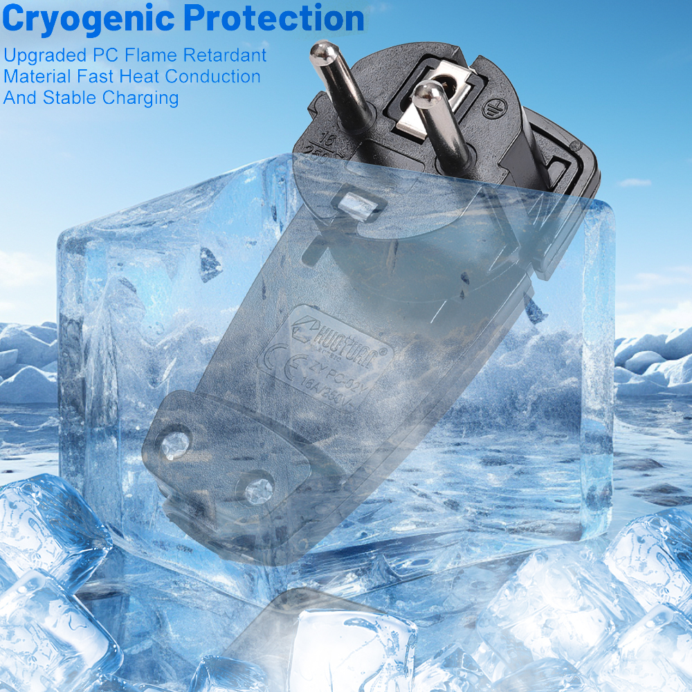 Euro-Standard Deutscher selbstmontierter europäischer Netzkabelstecker mit Zugring, deutscher und französischer Universalstecker mit gebogenem, ultradünnem Stecker