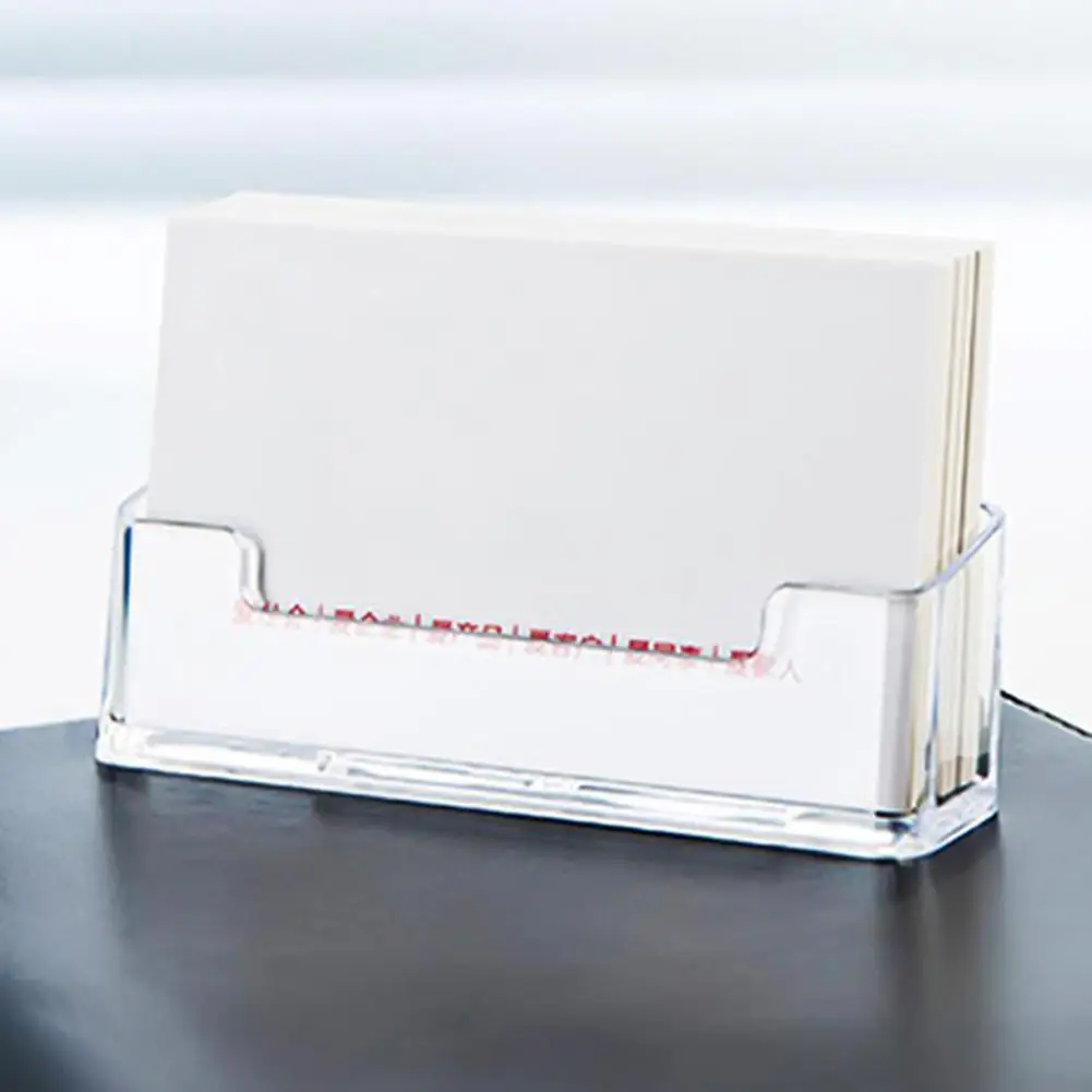 1/2/3/4/5/pcs Business Card Case Desktop Office Business Card Holders Display Stands Plastic Transparent Shelf Box Storage New