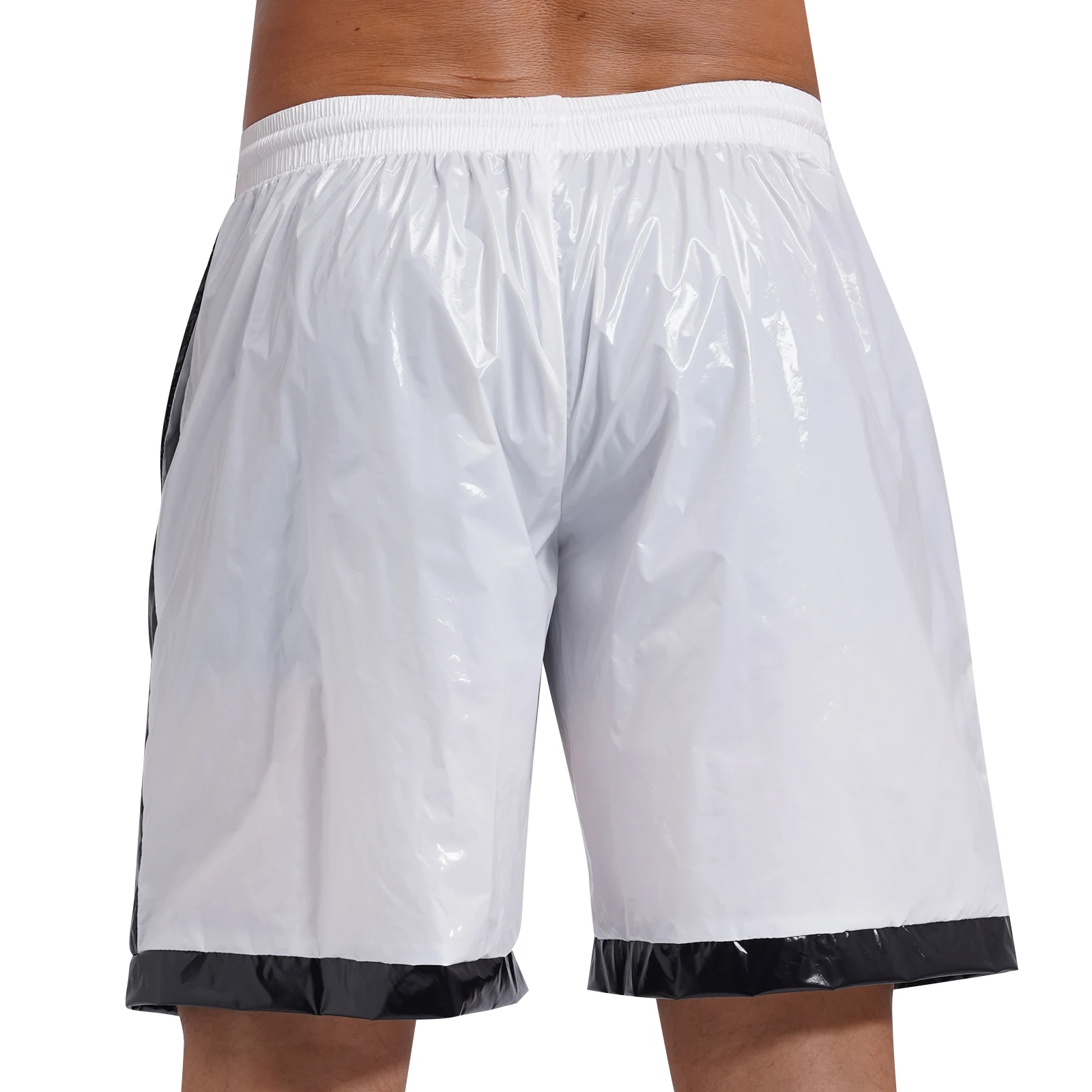Cueca boxer masculina com aparência molhada, cordão elástico na cintura, bolsos, à prova d'água, praia, calção de banho, ajuste solto, calças curtas, clube