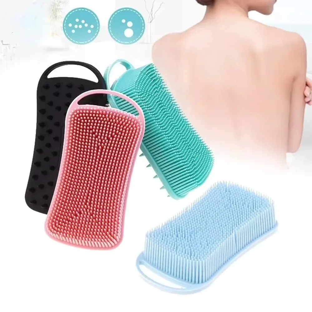 2 In 1 แปรงอาบน้ําซิลิโคน Scrubber Soft ซิลิโคนนวดหนังศีรษะแชมพูแปรงสองด้านแปรงโฟมผิวทําความสะอาดเครื่องมือ